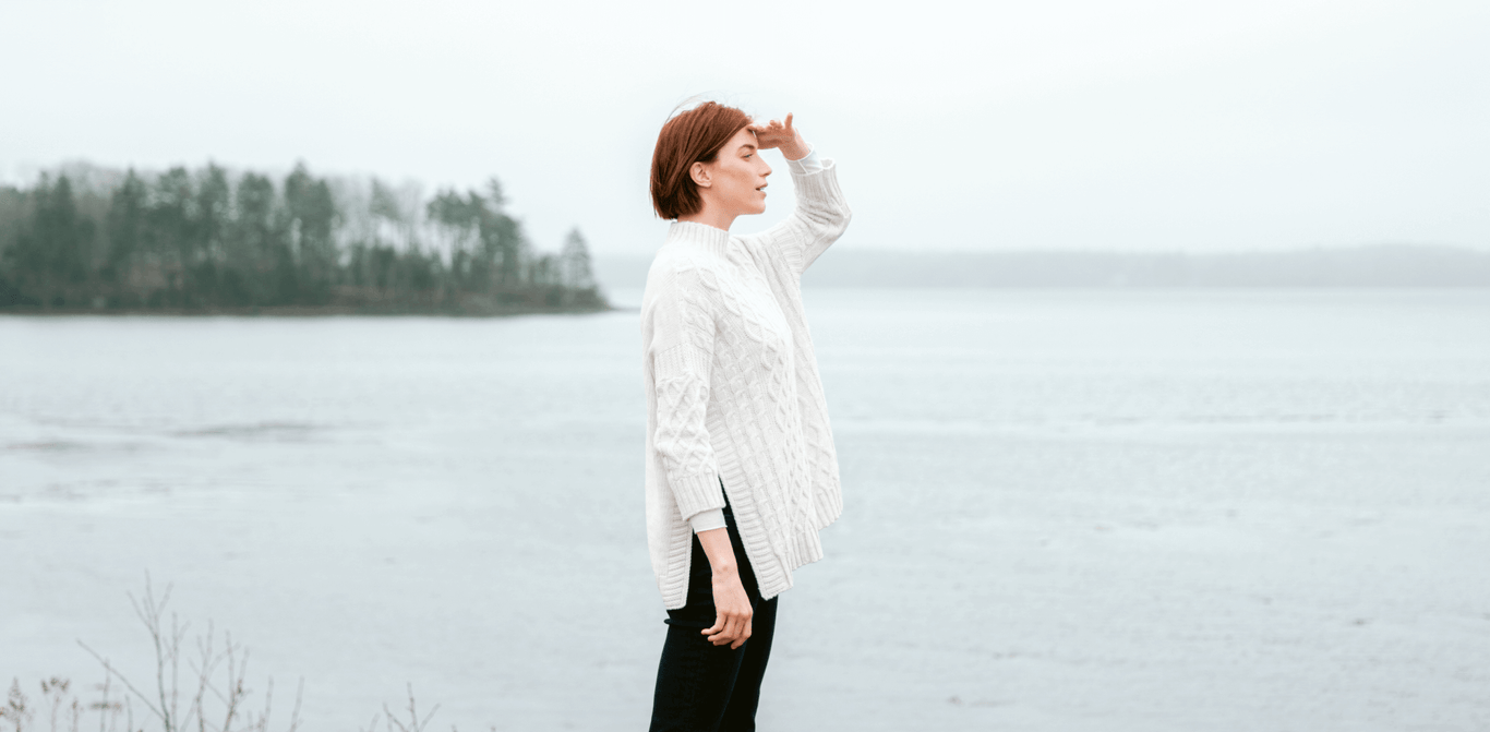 The Lisbon cable knit sweater in sea salt.