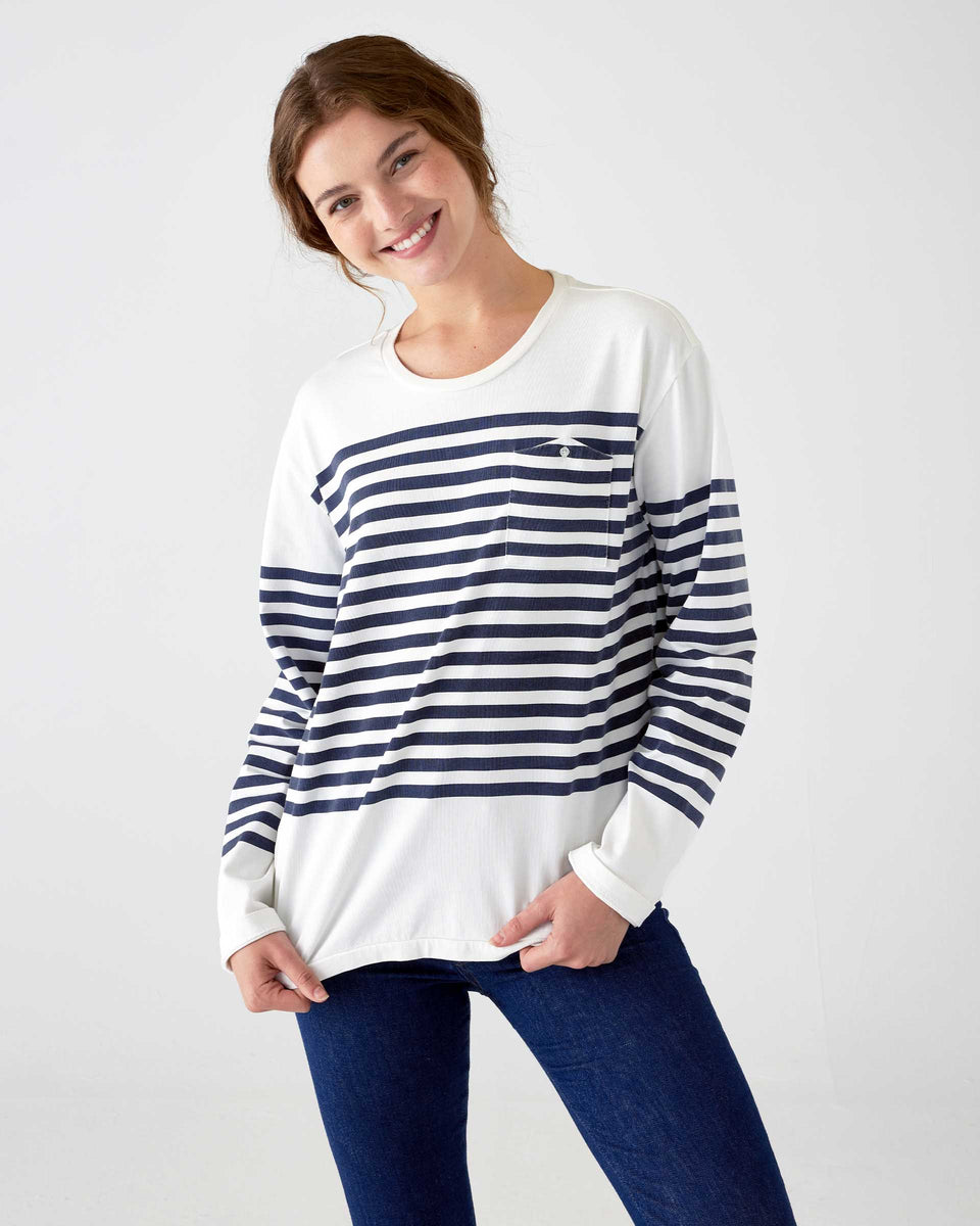 Timeless Nautical Style Boater Long Sleeve Striped Shirt | MERSEA