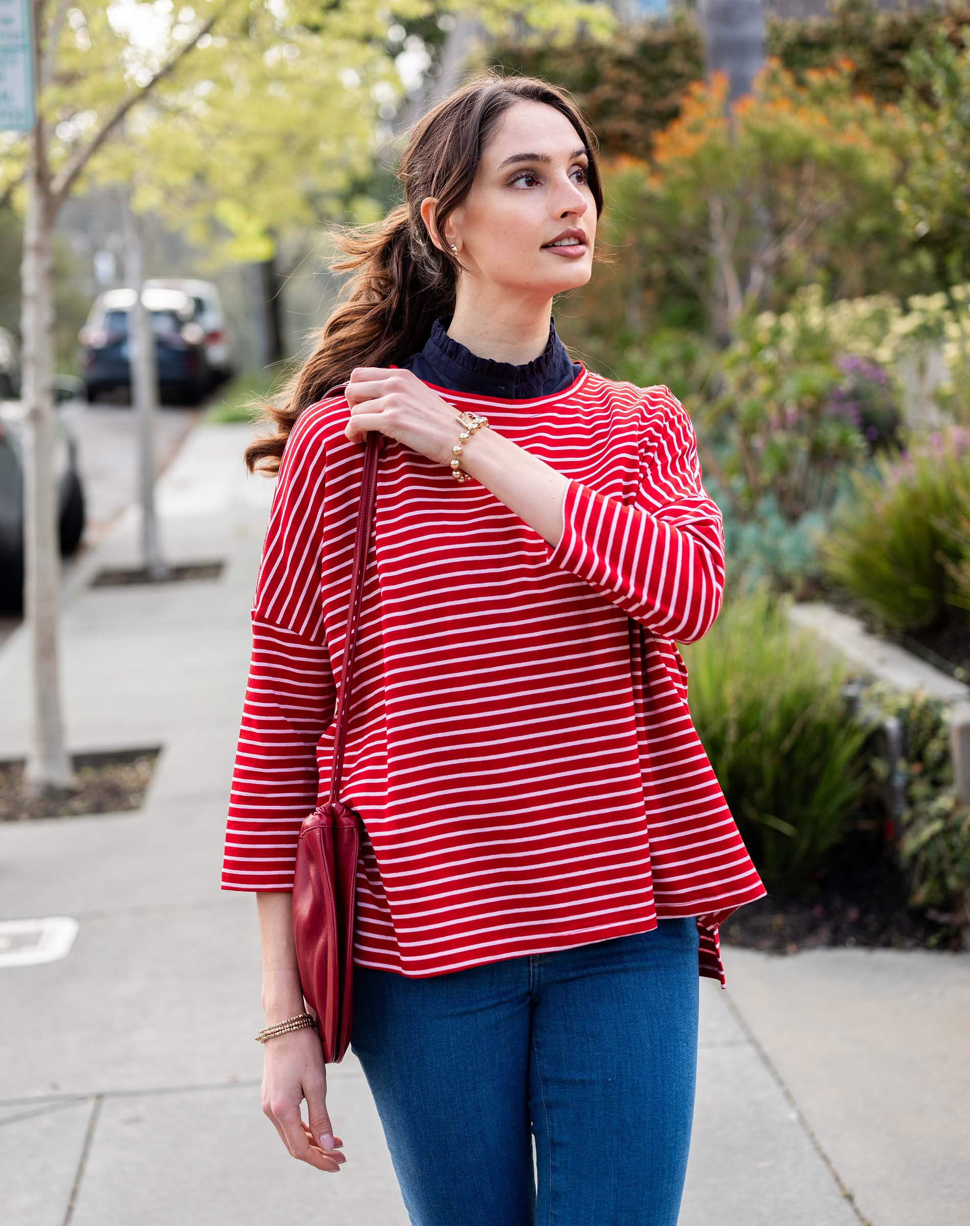 Women's Fall Striped One Sized Slub Tee