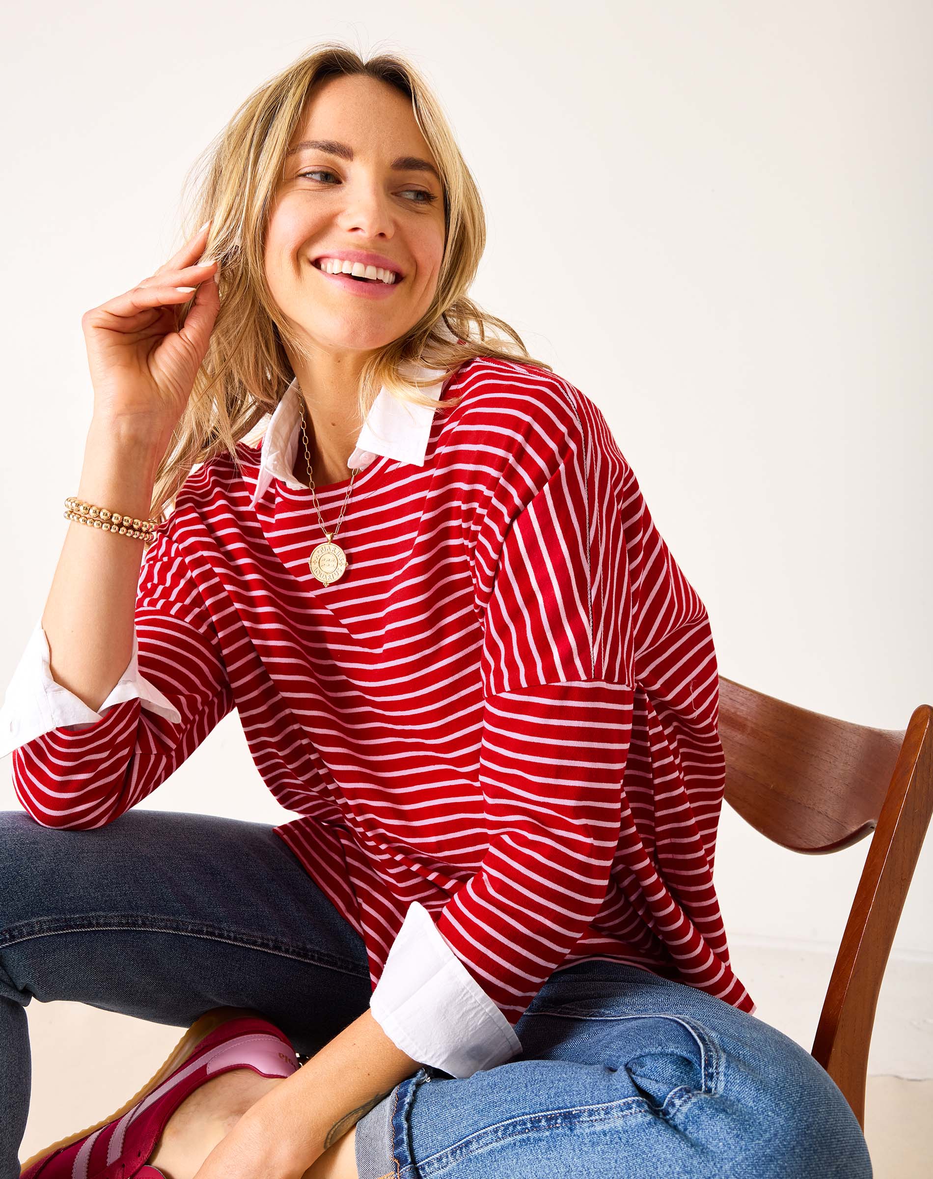 Women's Fall Striped One Sized Slub Tee