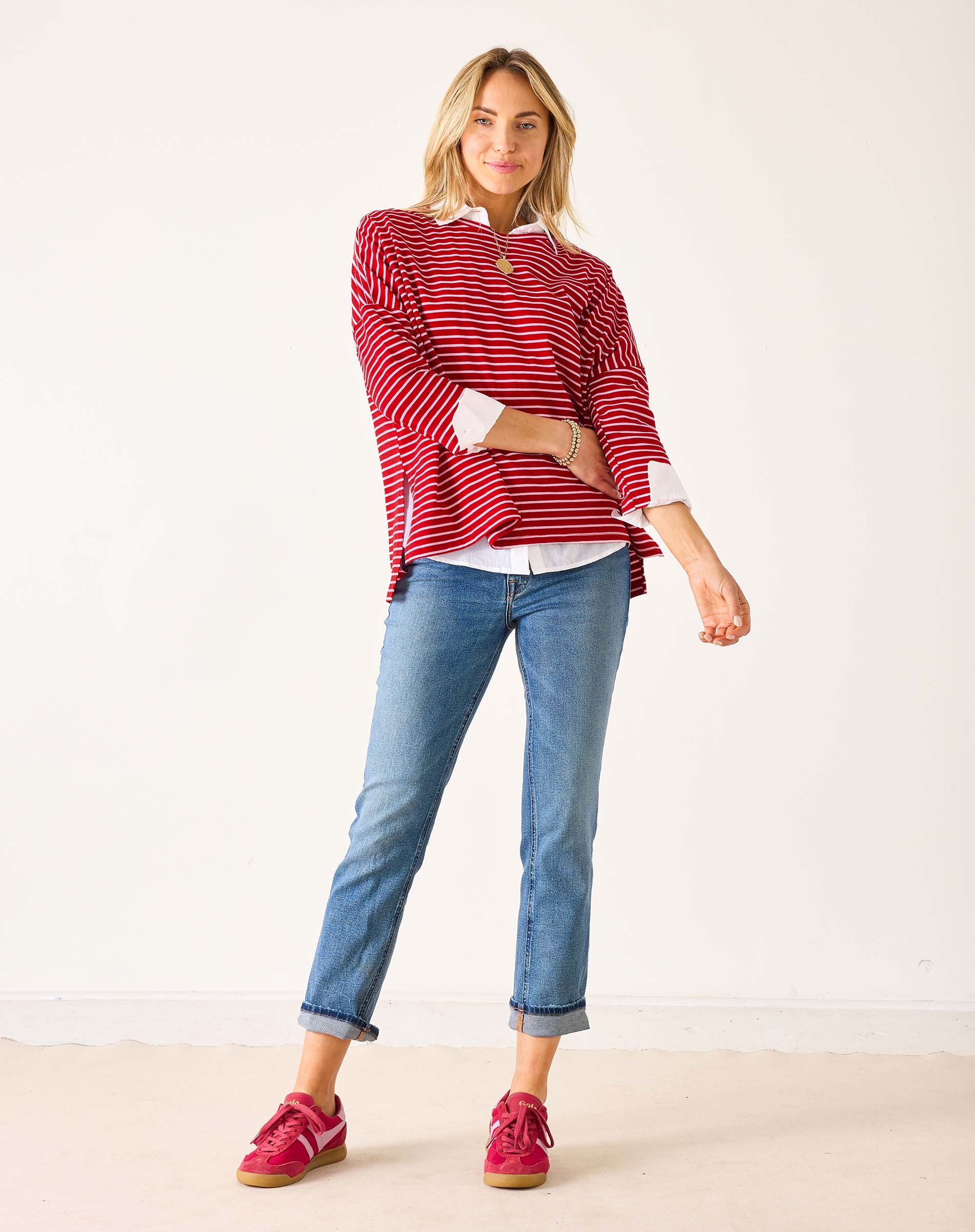 Women's Fall Striped One Sized Slub Tee