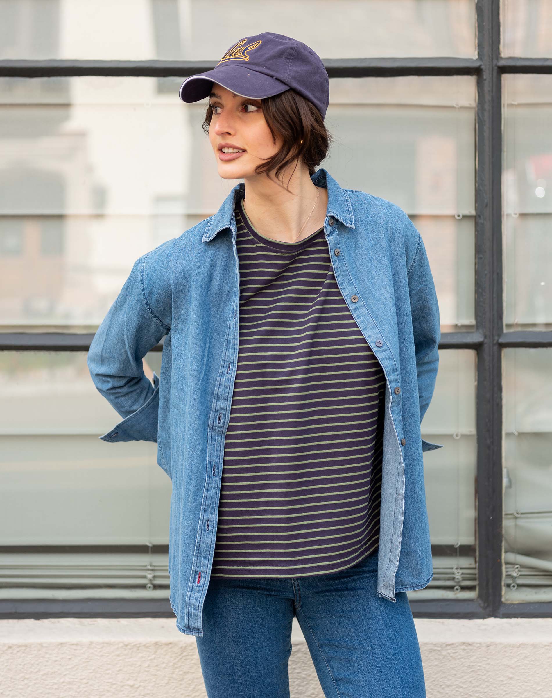 Women's Fall Striped One Sized Slub Tee