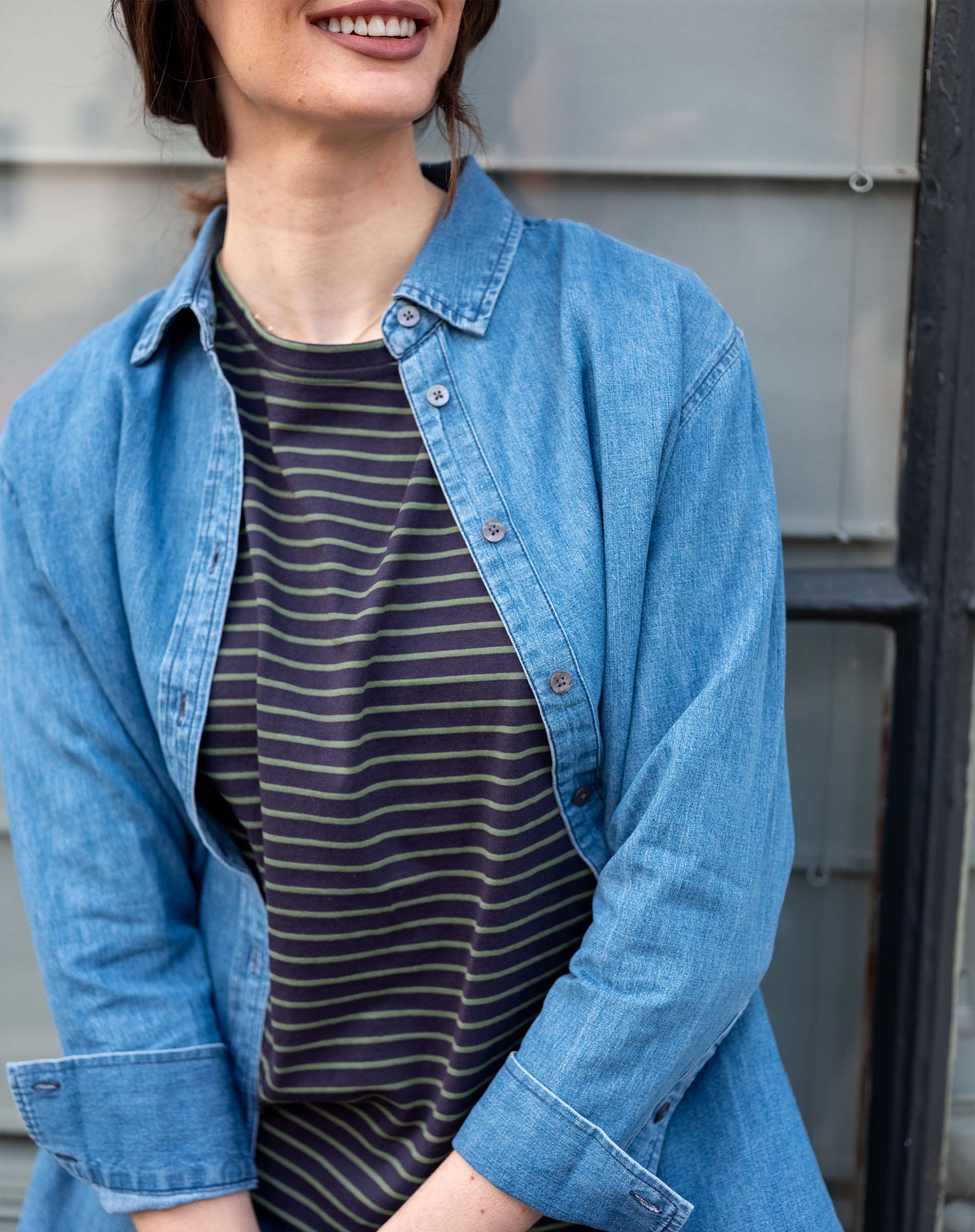 Women's Fall Striped One Sized Slub Tee