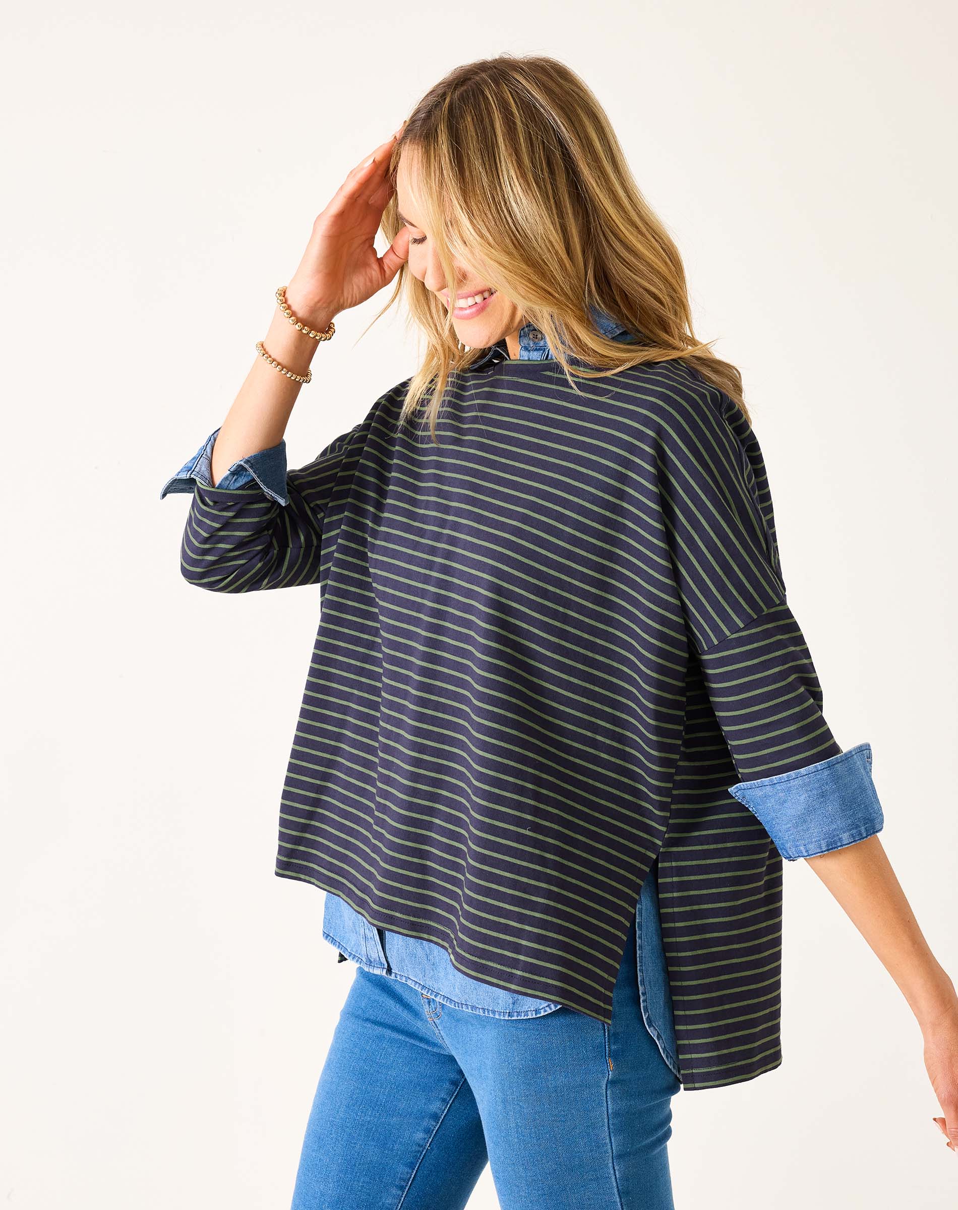 Women's Fall Striped One Sized Slub Tee