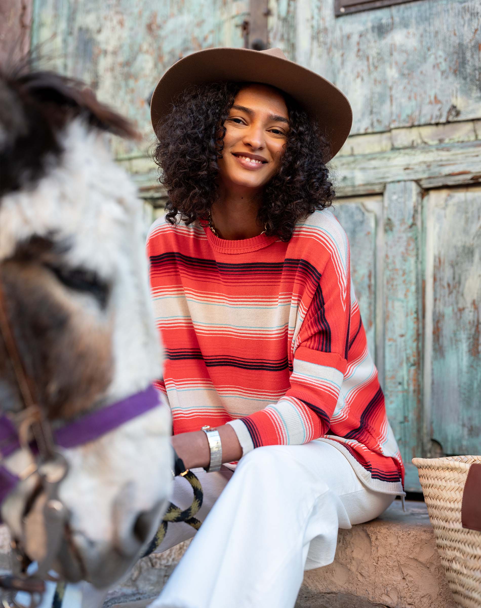 Women's Multicolor Striped Oversized Travel Sweater