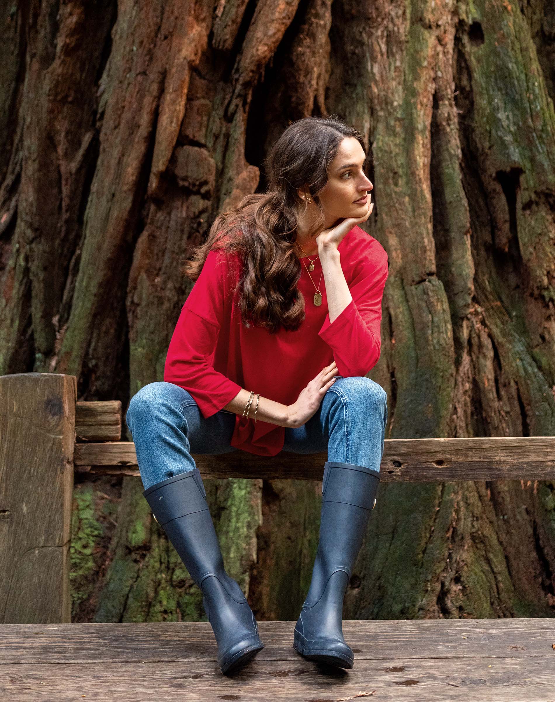 Women's Bright Red One Sized Slub Tee