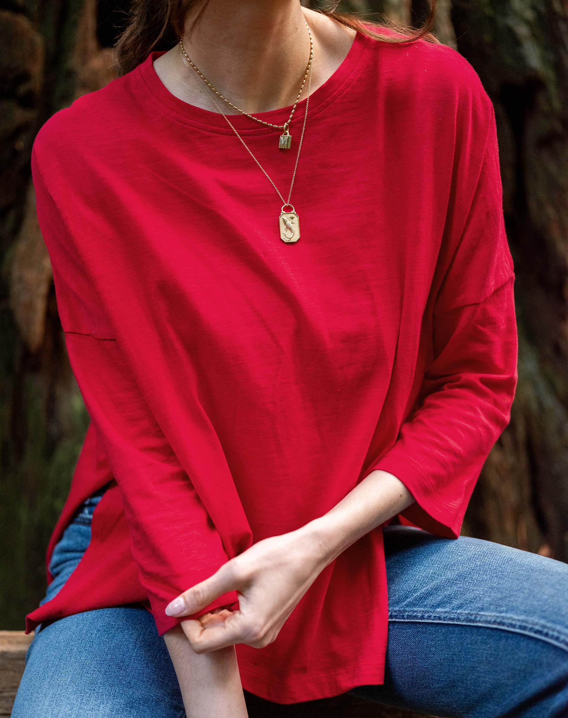 Women's Bright Red One Sized Slub Tee