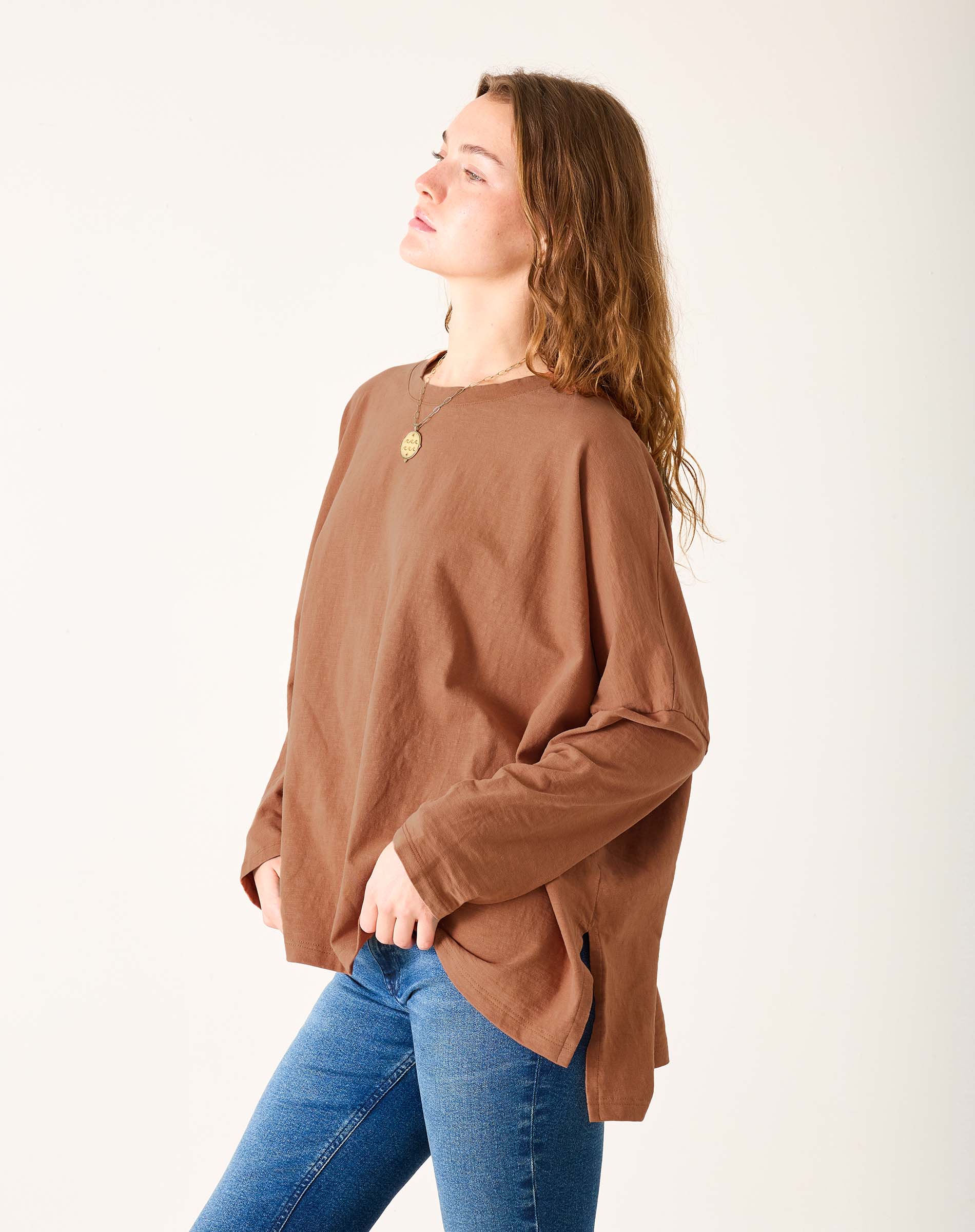 Women's Fall Brown One Sized Slub Tee
