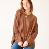 Women's Fall Brown One Sized Slub Tee
