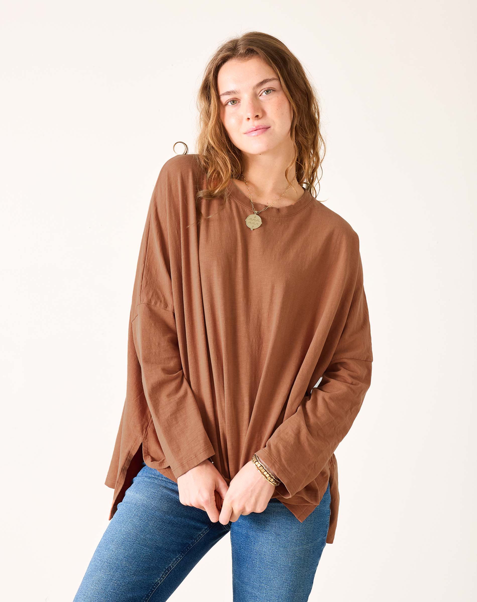 Women's Fall Brown One Sized Slub Tee