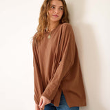 Women's Fall Brown One Sized Slub Tee