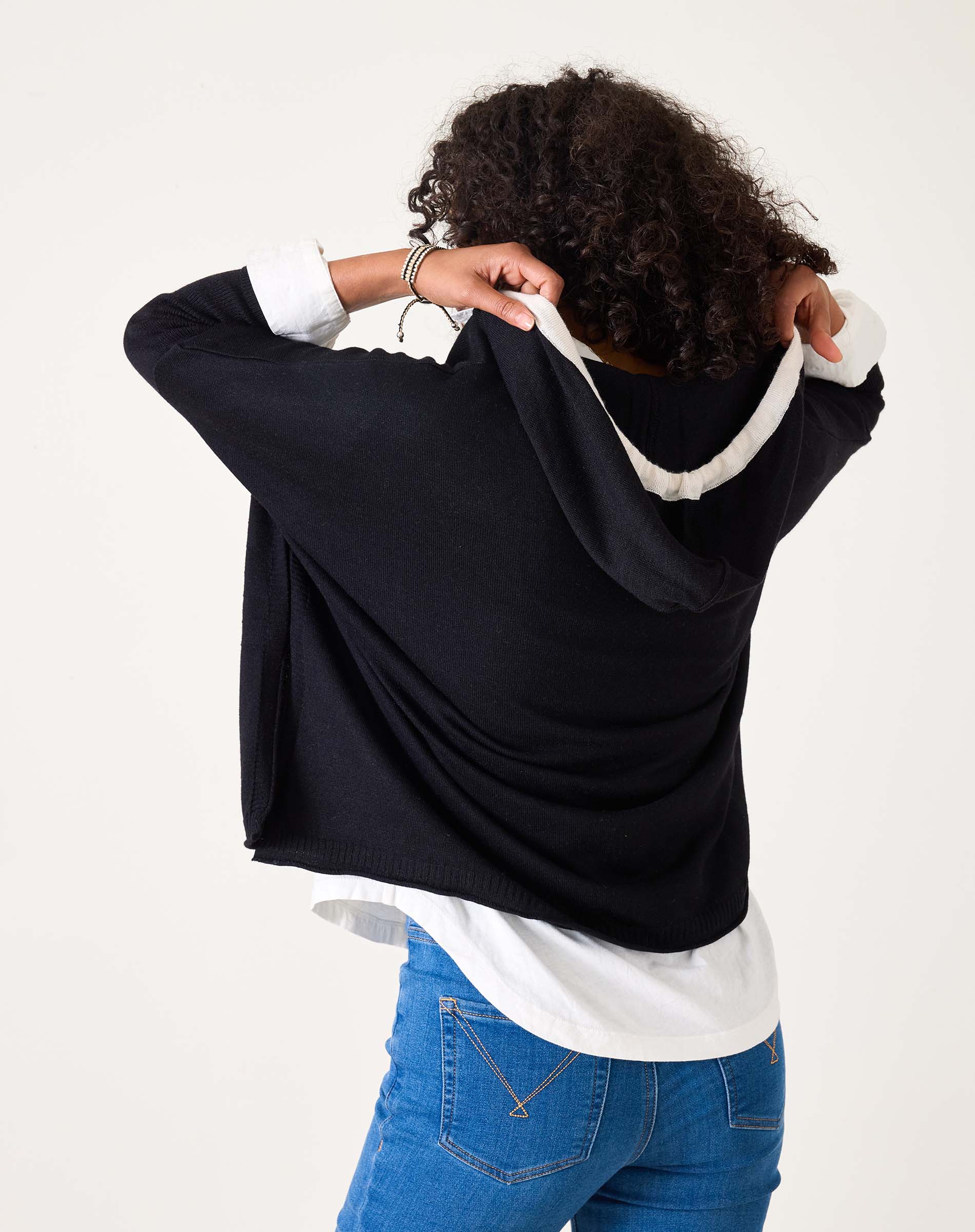 Women's Black Vneck Hoodie Sweater