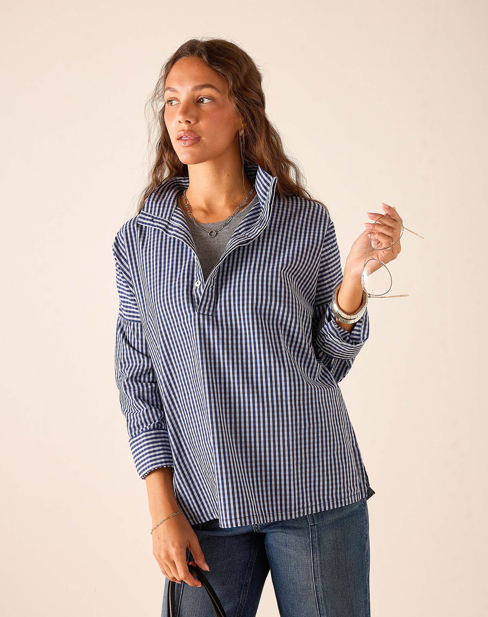 Emerson Pop Up Collar Top Voyageur by MERSEA