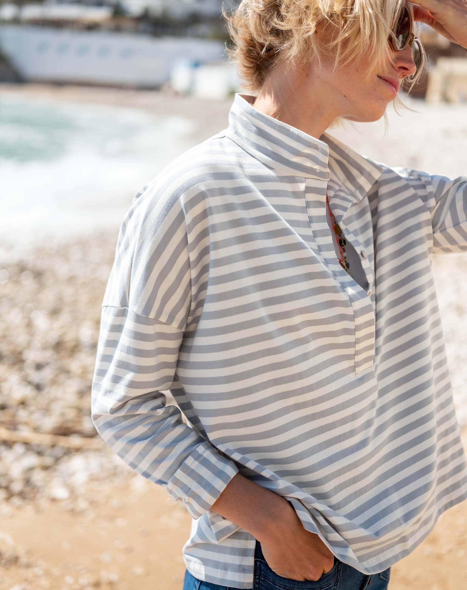 Emerson Pop Up Collar Top Voyageur by MERSEA | Versatile Blouse