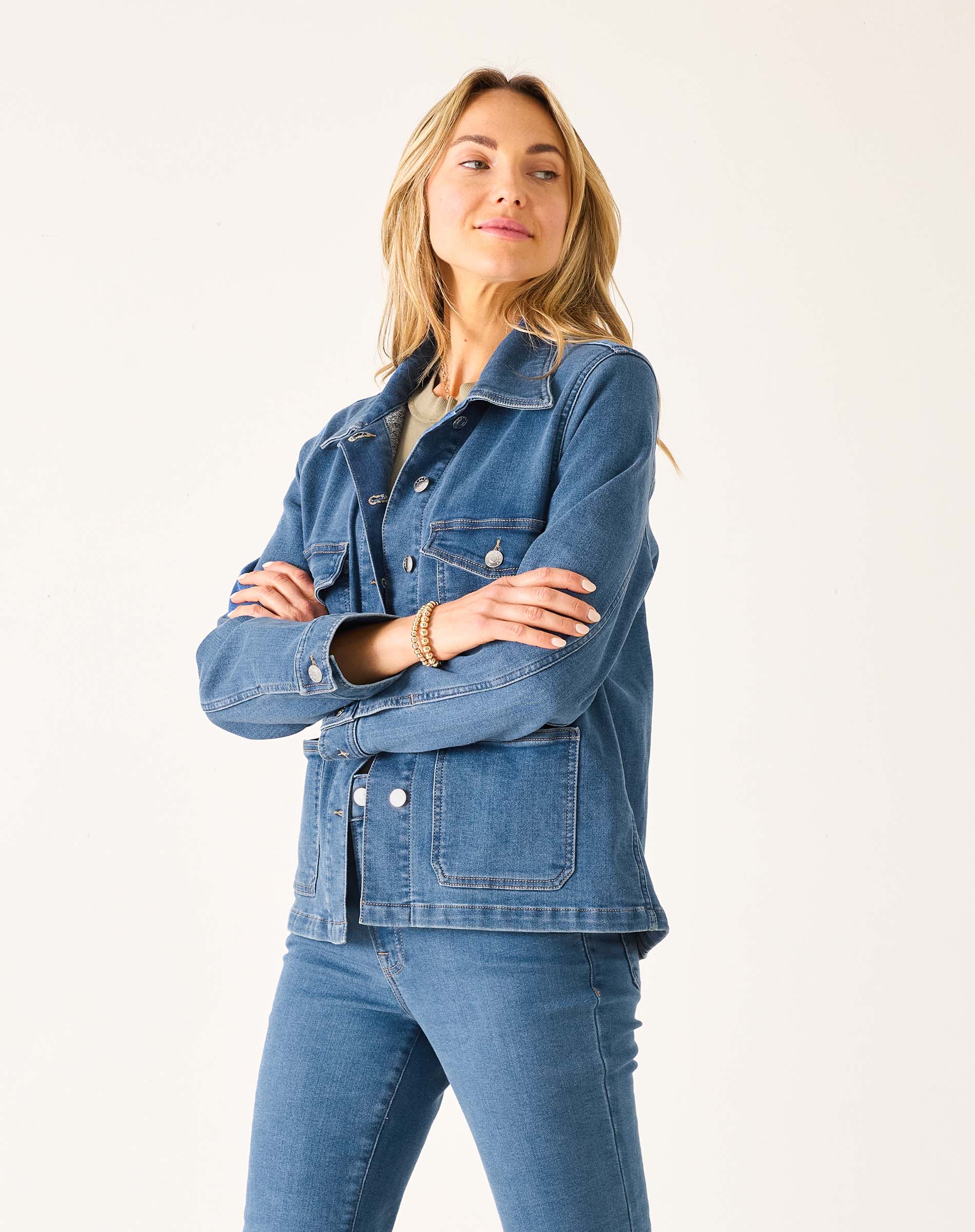 Women's Light Wash Thermal Patch Pocket Jacket