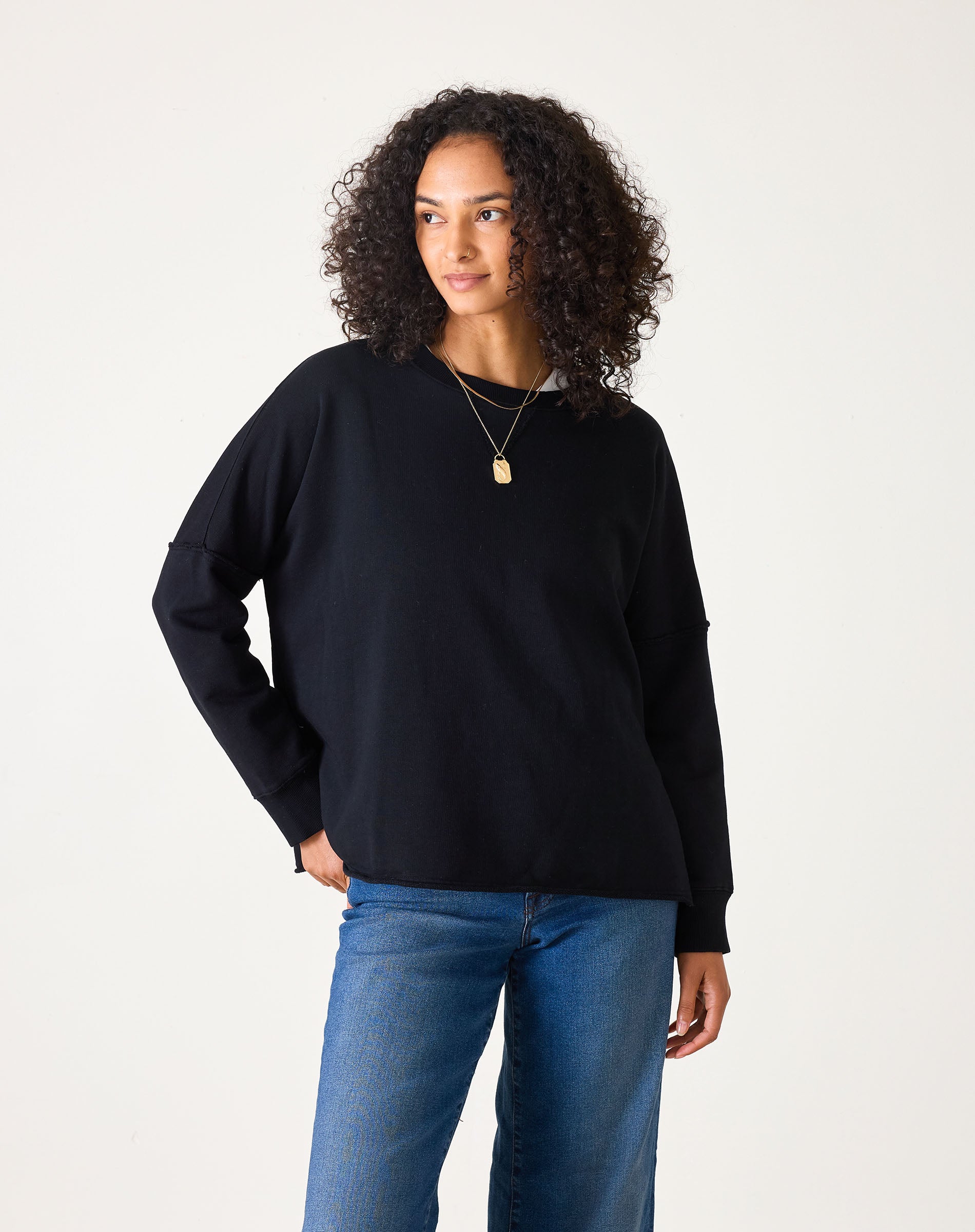 Frenchie Raw Edge Crewneck Sweatshirt