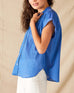 Women's Blue Lightweight Aphrodite Short Sleeve Button-up Shirt Side View