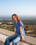 Women's Blue Lightweight Aphrodite Short Sleeve Button-up Shirt Travel Destination View