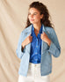 Women's Blue Lightweight Aphrodite Short Sleeve Button-up Shirt with Jacket