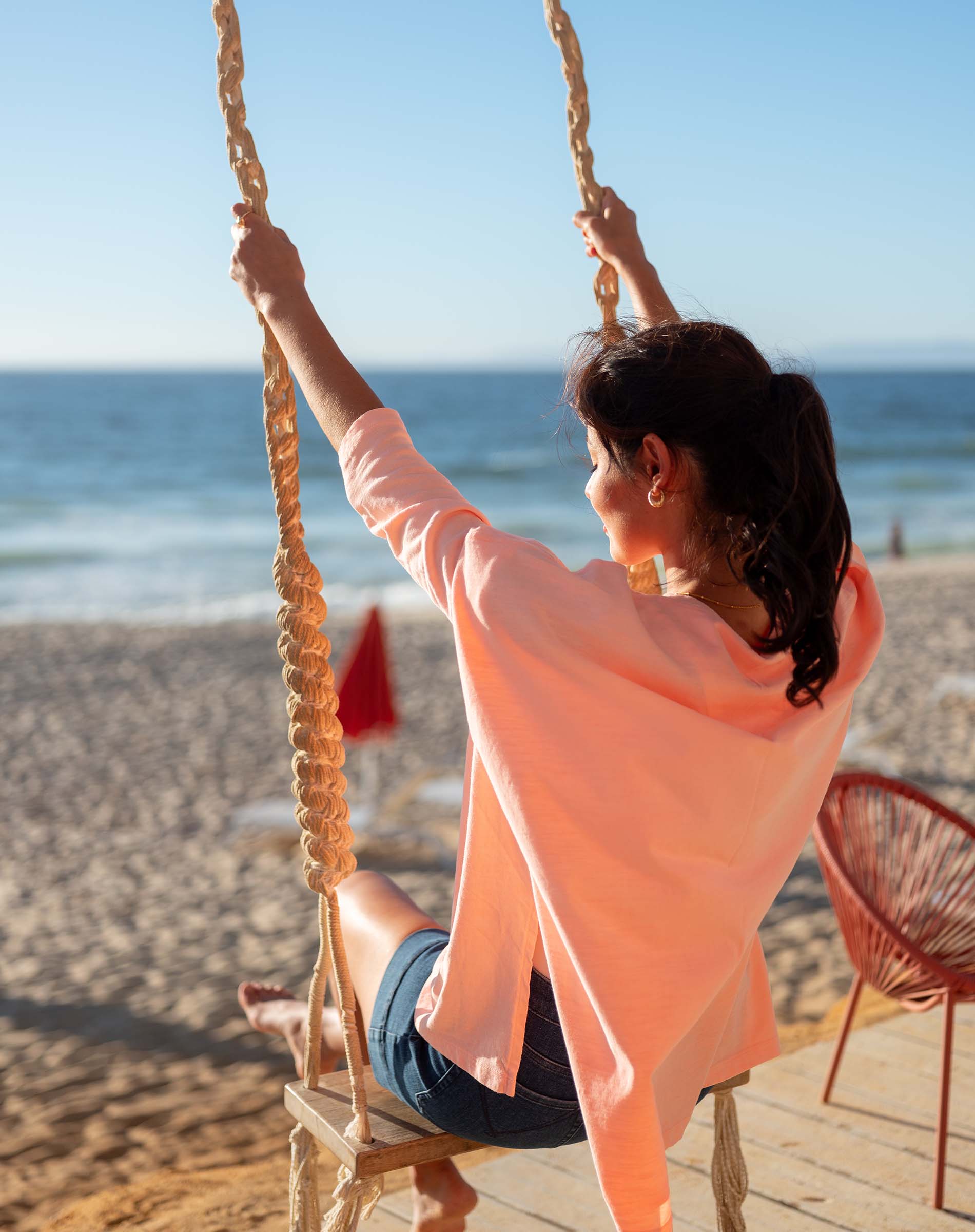 Women's Orange One Sized Slub Tee