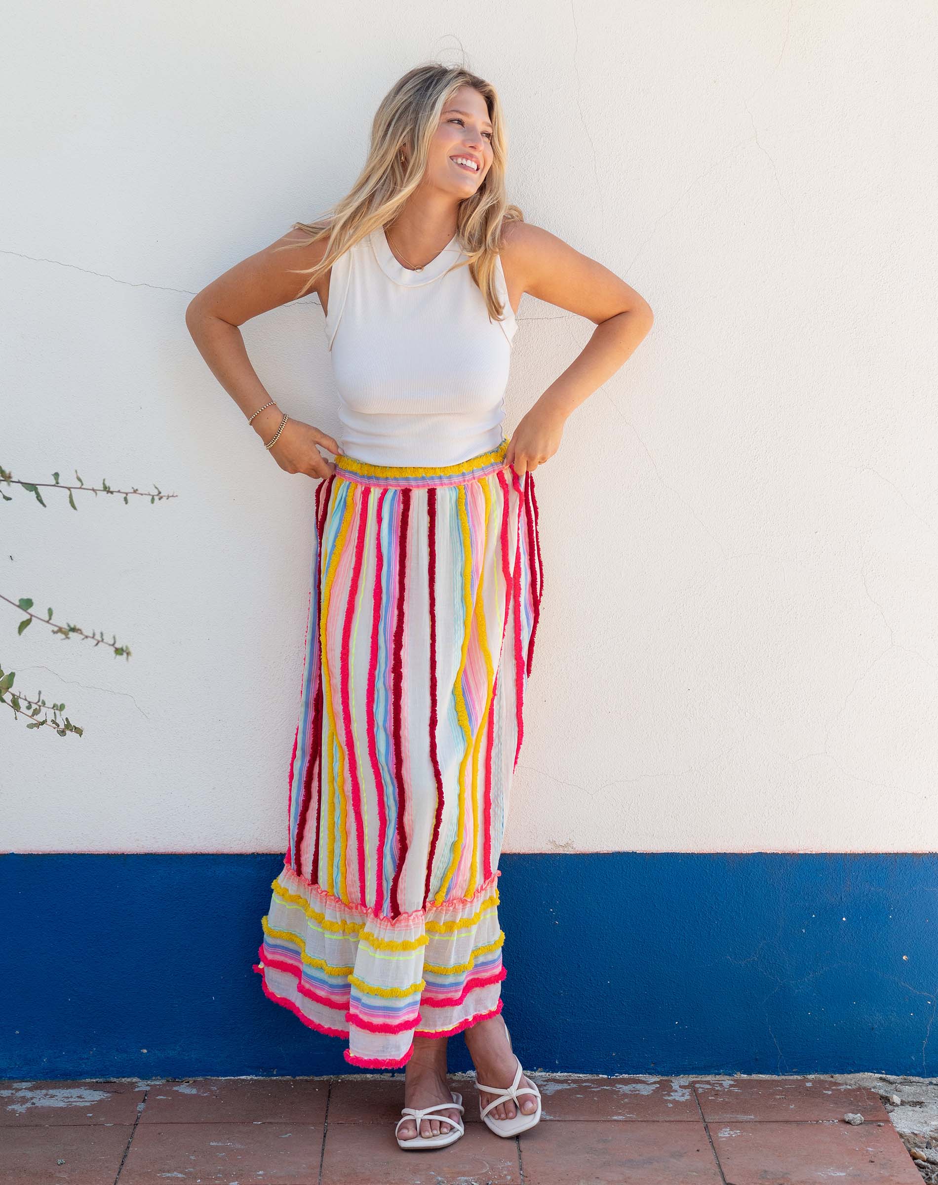 Women's Bright Striped Maxi Skirt