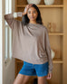 Women's Light Brown Lightweight Sweater One Size Front View
