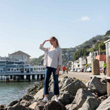 Women's Brown Striped Ringer Tee