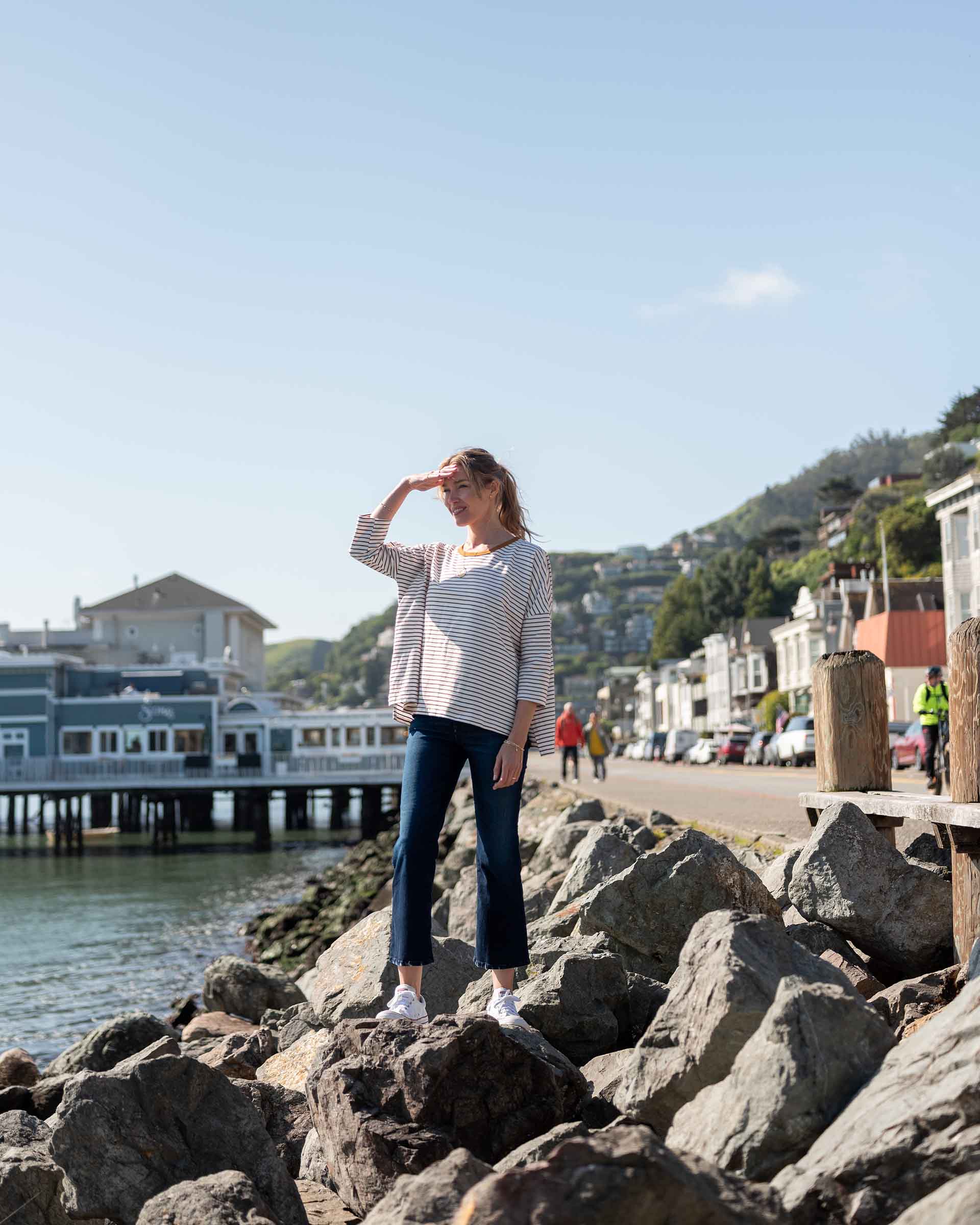 Women's Brown Striped Ringer Tee