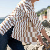 Women's Brown Striped Ringer Tee