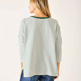 Women's Green Striped Ringer Tee