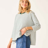 Women's Green Striped Ringer Tee