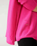 Women's Oversized Crewneck Knit Sweater in Hot Pink Front View With Pockets