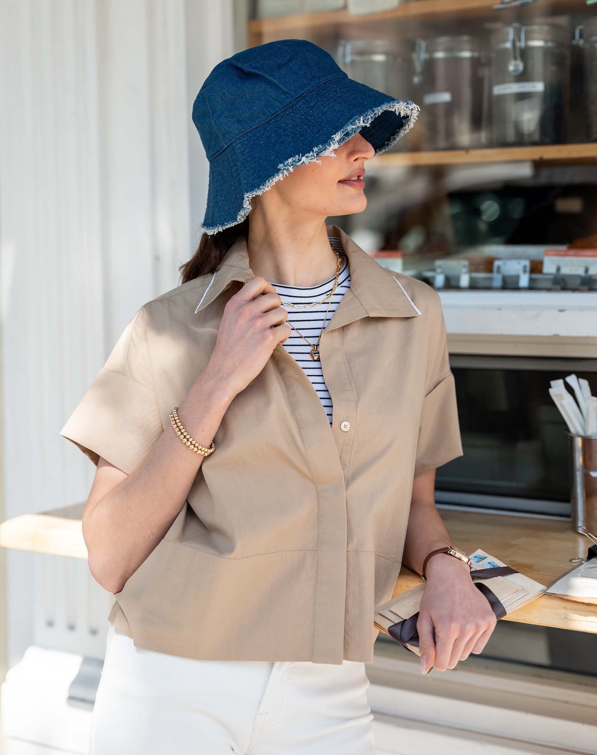 Women's Khaki Short Sleeve Top
