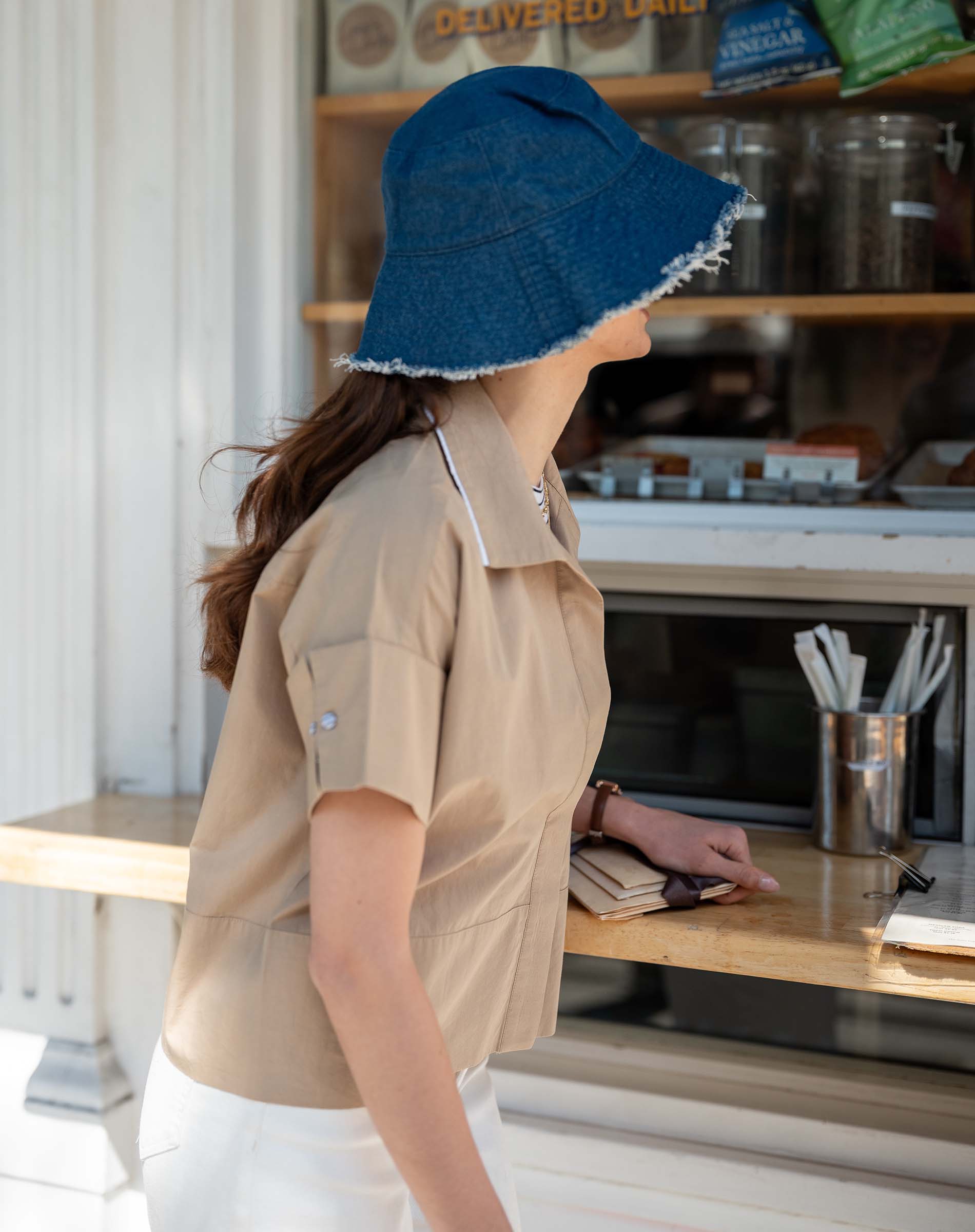 Women's Khaki Short Sleeve Top