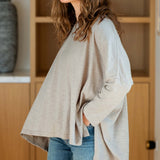 Women's Beige One Sized Slub Tee Side View