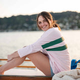 Women's Pink Green Striped Slub Tee