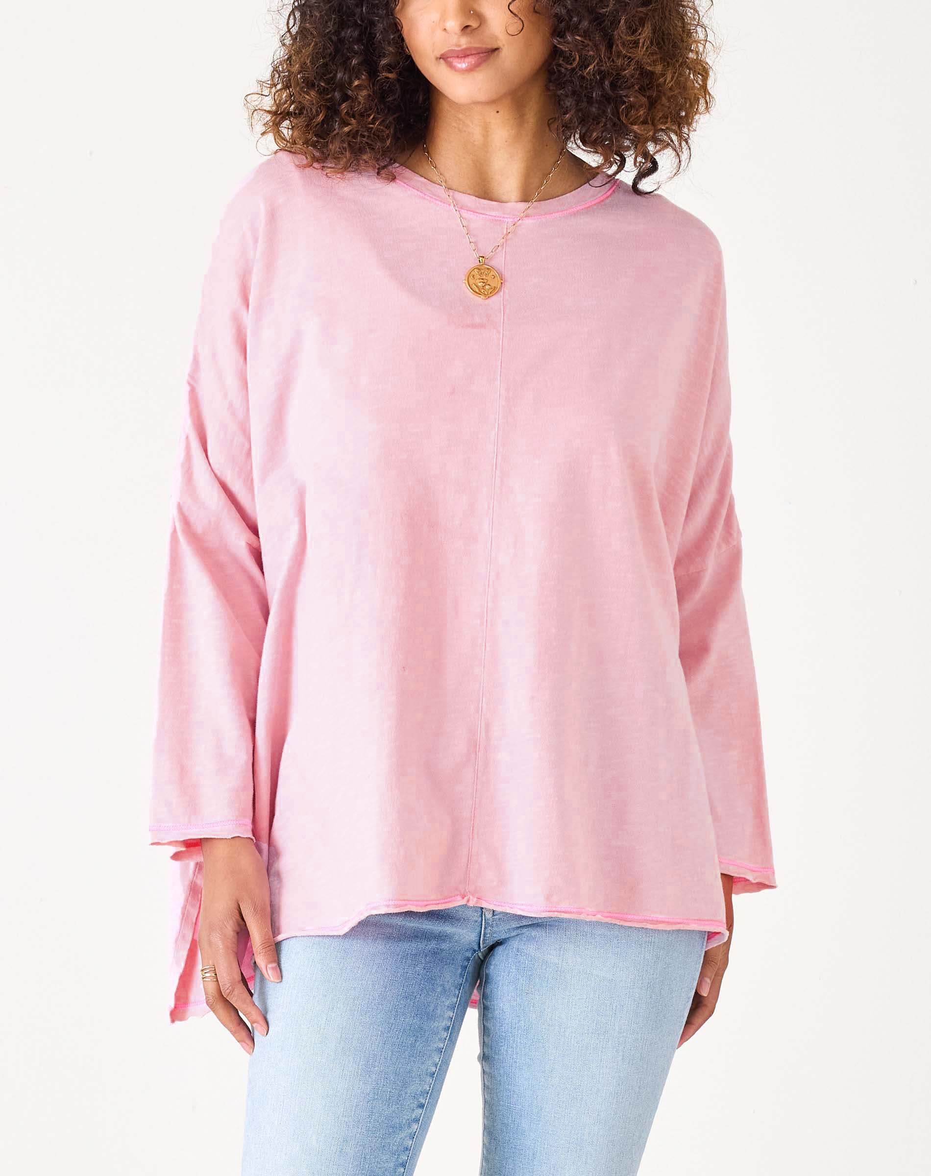 Women's Light Pink Oversized Sub Tee Pink Stitches