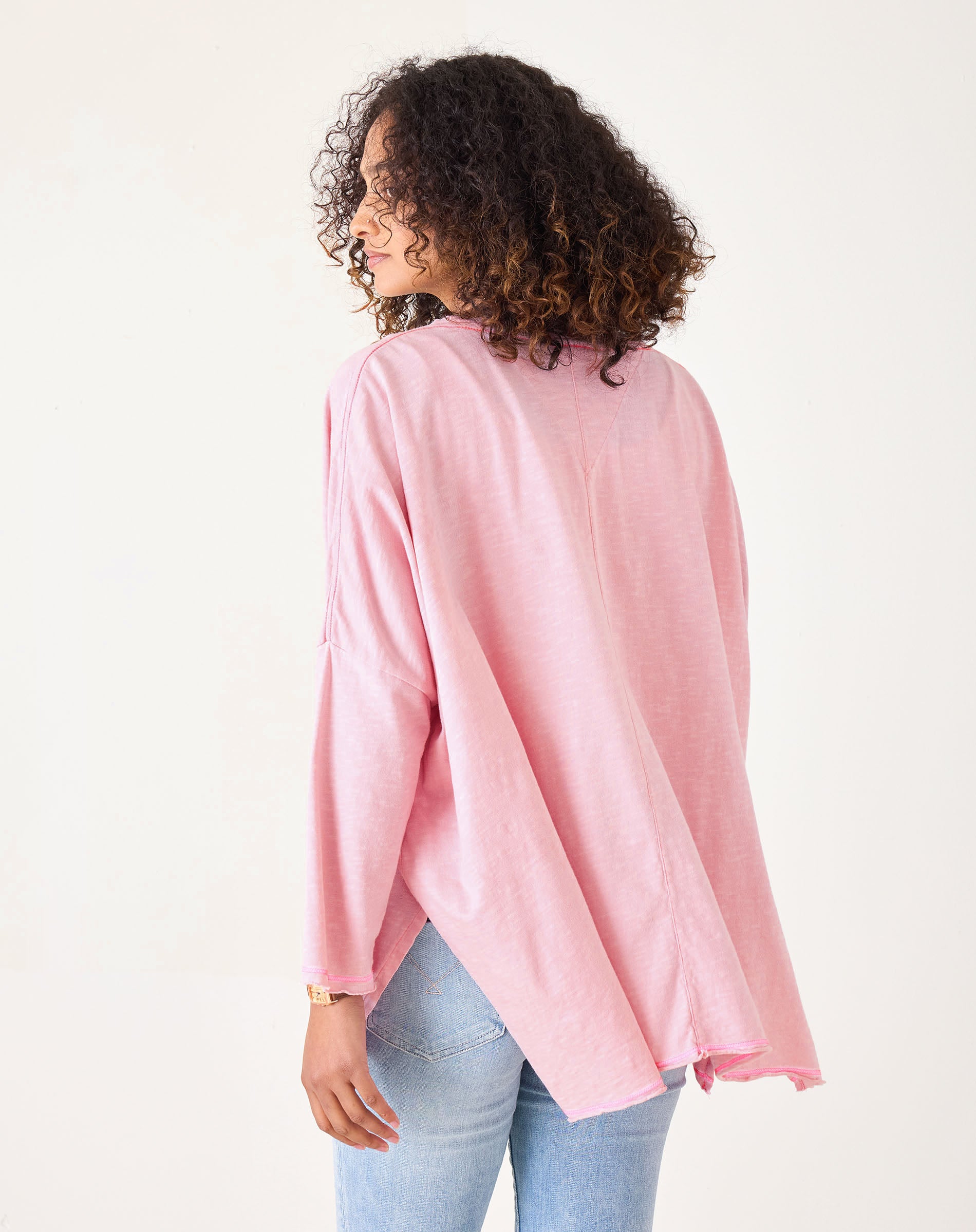 Women's Light Pink Oversized Sub Tee Pink Stitches
