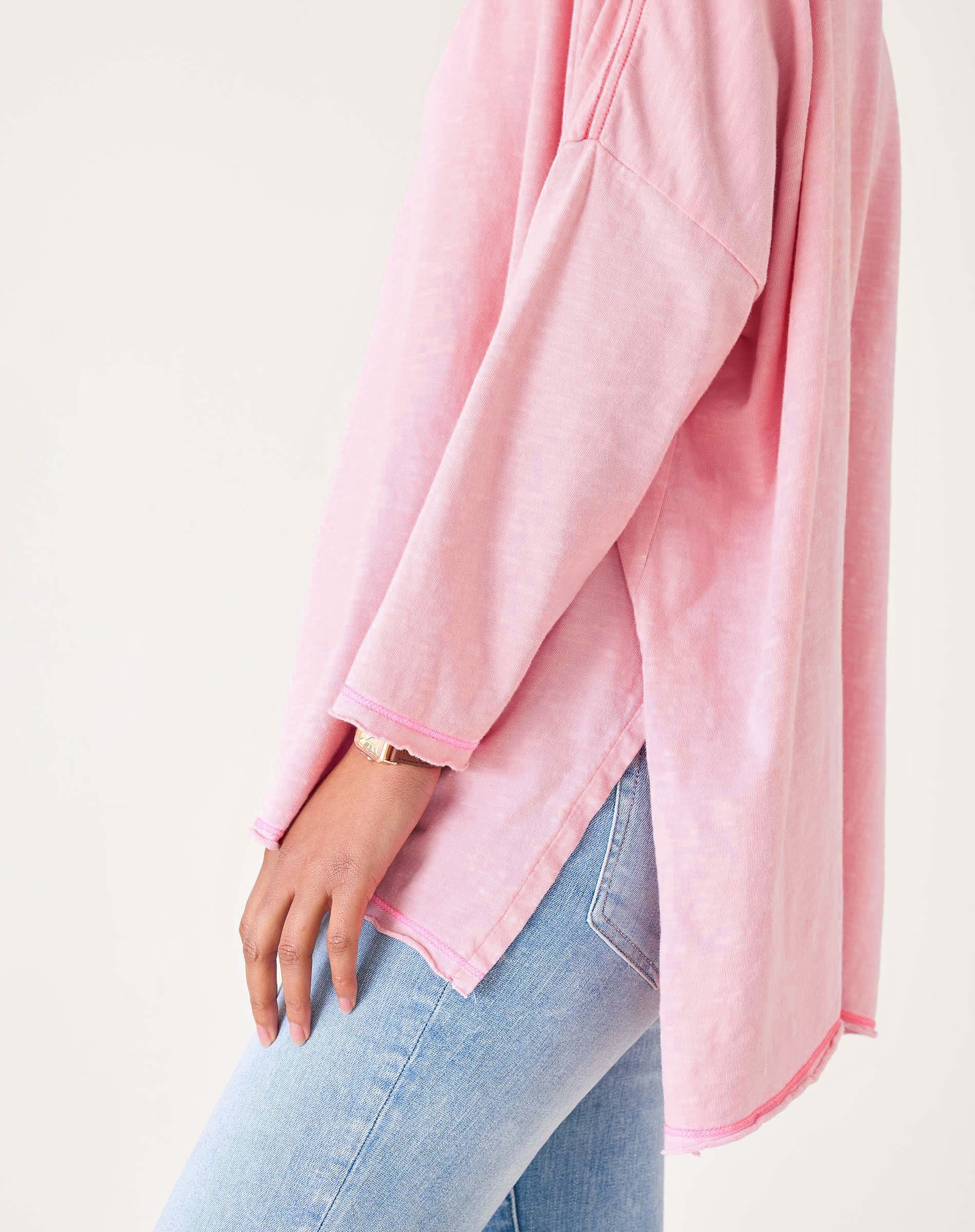 Women's Light Pink Oversized Sub Tee Pink Stitches