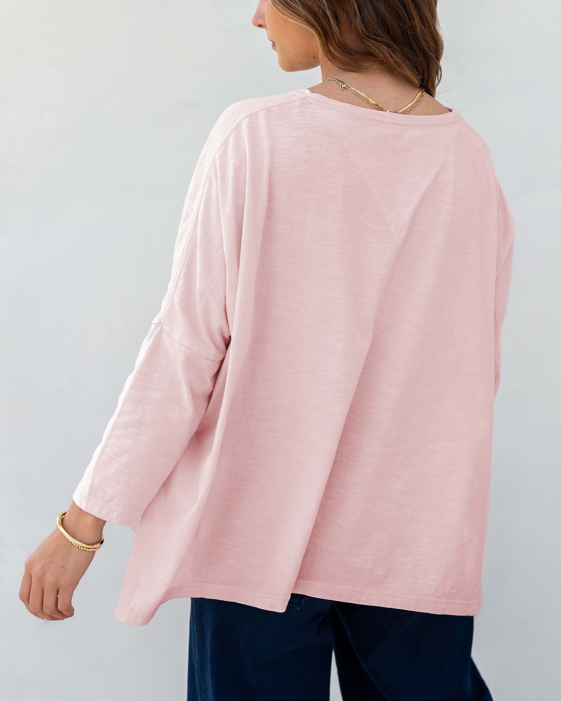 Women's Light Pink Slub Tee One Size Side Slits