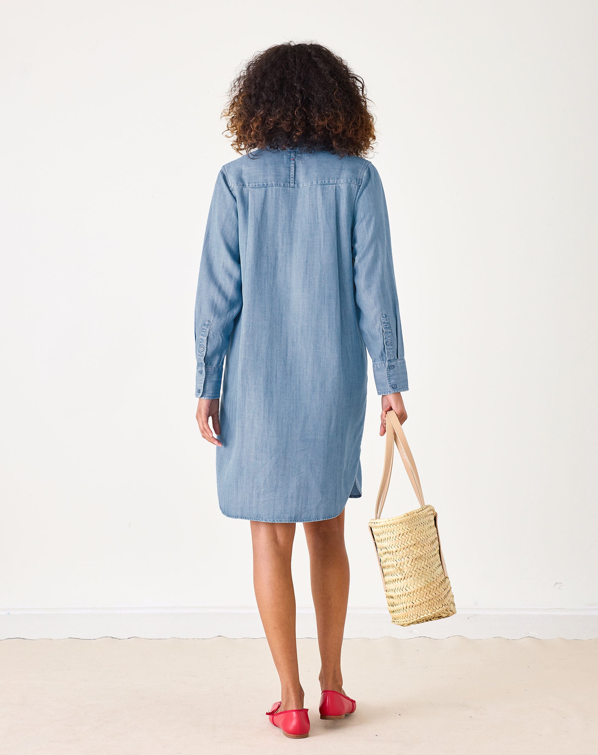 Women's Midi Denim Button Down Dress