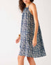 Women's Navy Floral Lightweight Knee Length Patio Drawstring Light and Breezy Dress Side View