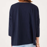 Women's Navy Oversized Slub Tee With Red Heart