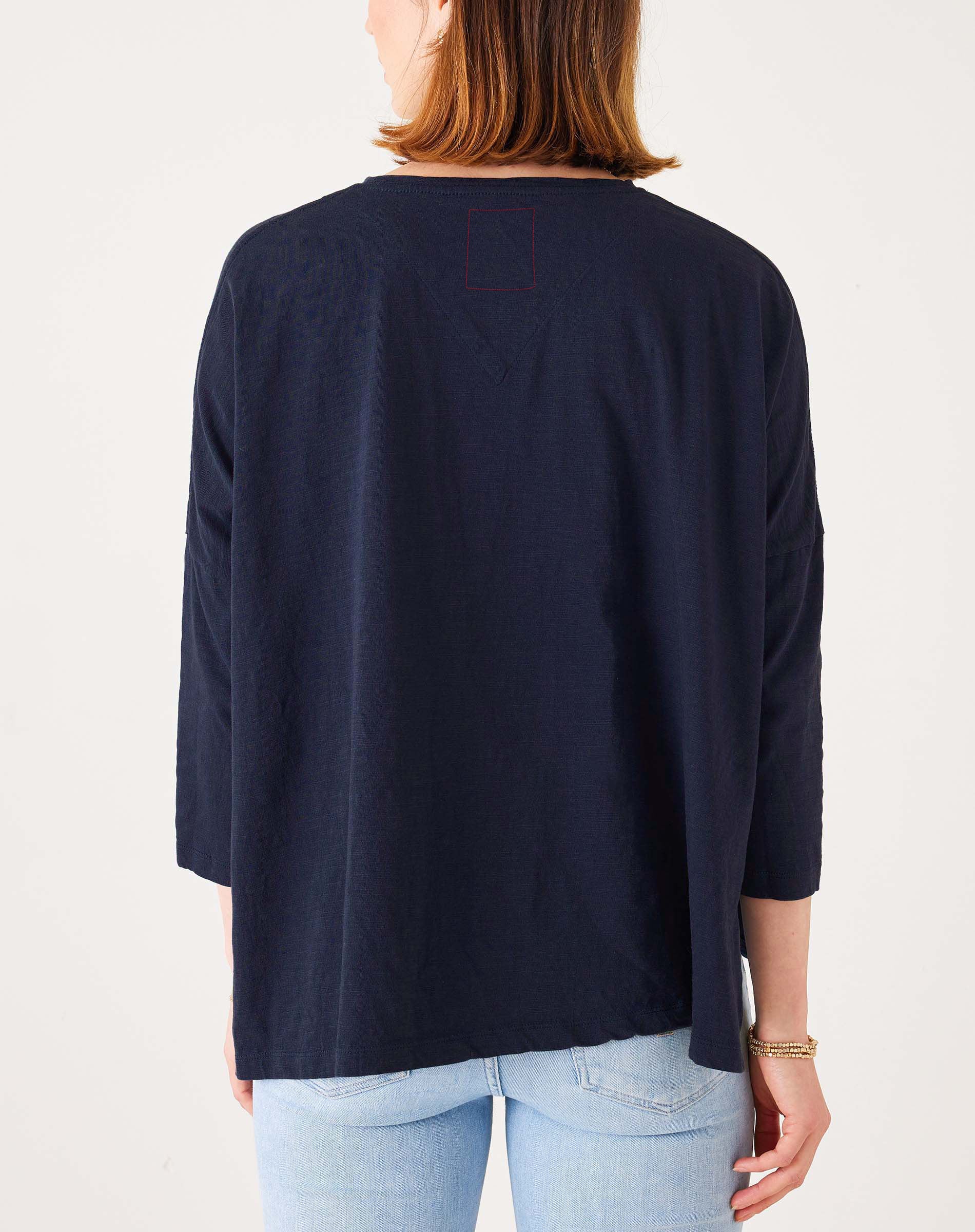 Women's Navy Oversized Slub Tee With Red Heart