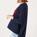 Women's Navy Oversized Slub Tee With Red Heart