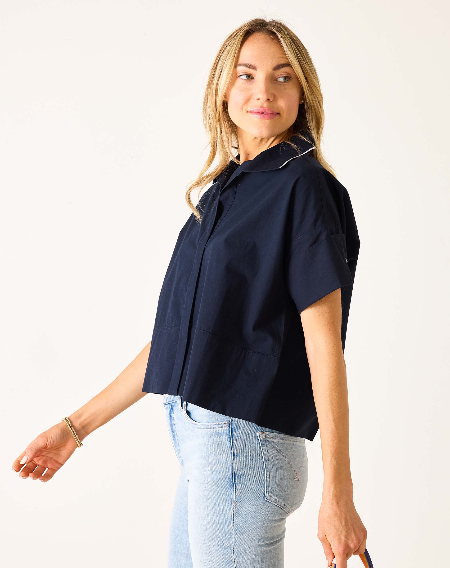 Women's Navy Short Sleeve Top