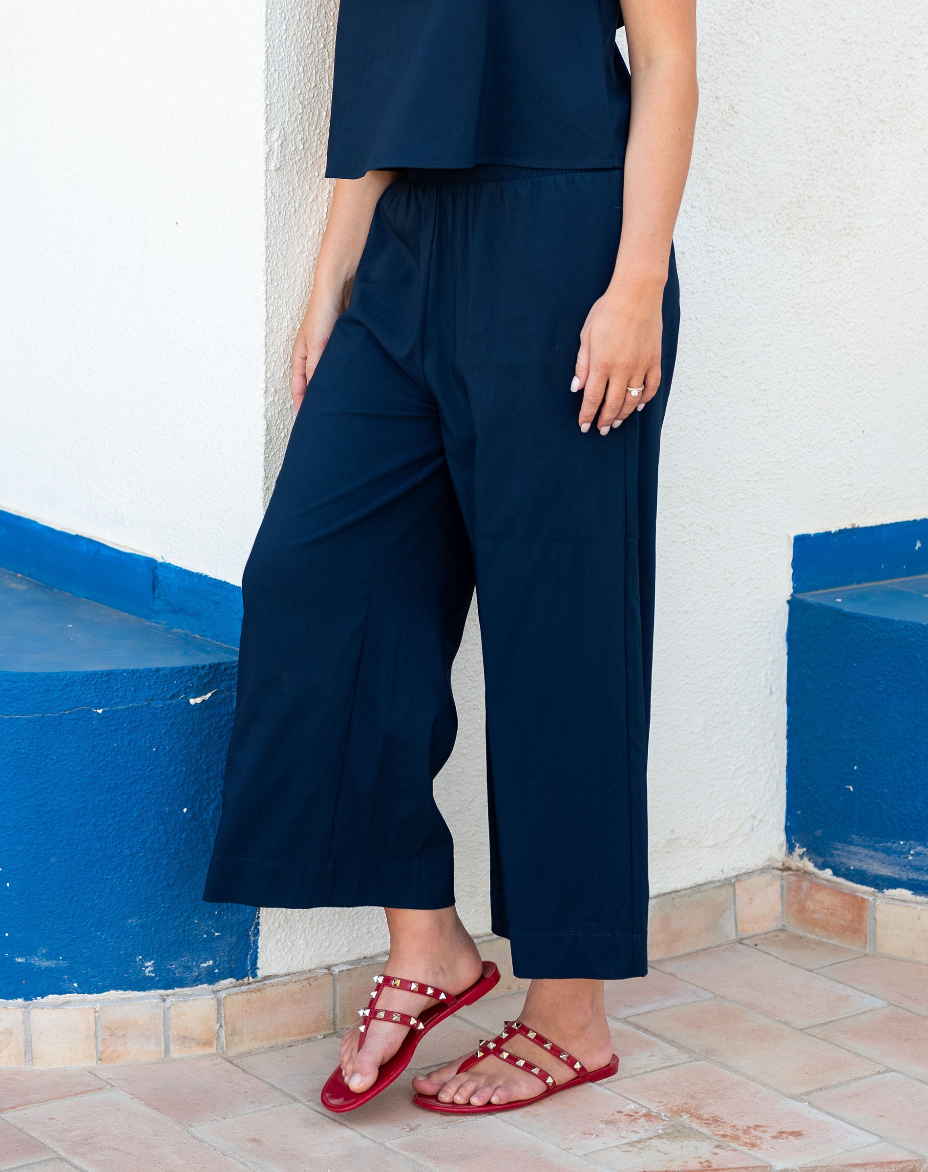 Women's Navy Wide Leg Flowy Pants