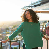 Women's Green Oversized Slub Tee