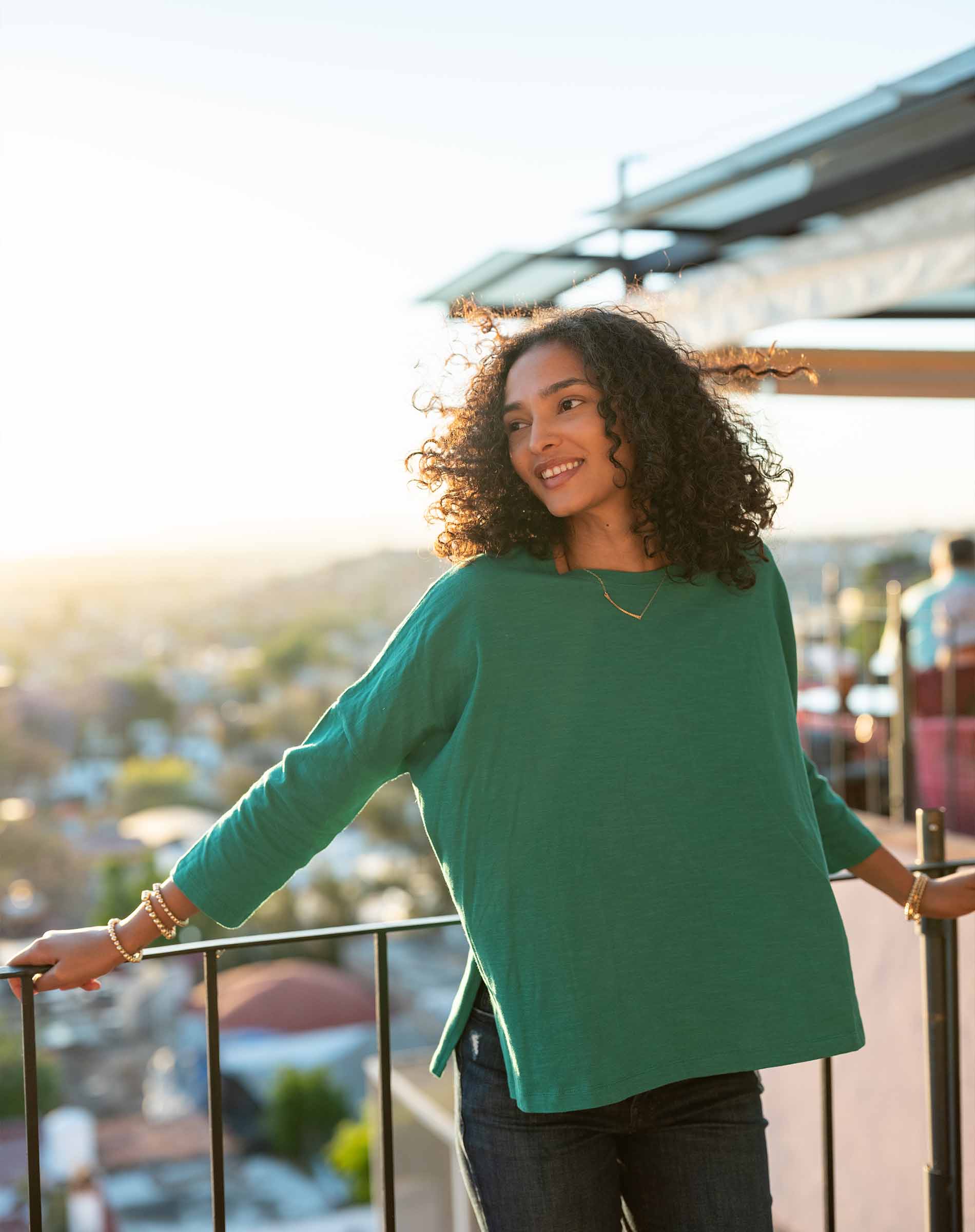 Women's Green Oversized Slub Tee