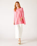 Women's Oversized Crewneck Knit Sweater in Pink Contrast Chest View